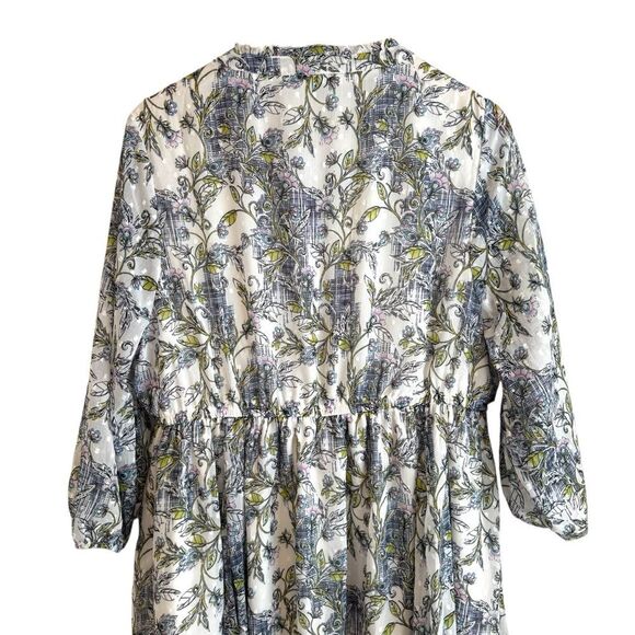 Torrid Mini Clip Dot Front Keyhole White and Blue Floral Dress Torrid Size 1 NWT - Picture 6 of 9